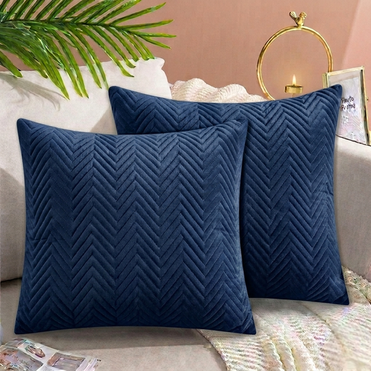 Zigzag Ultrasonic Quilted Cushion Cover Navy Blue