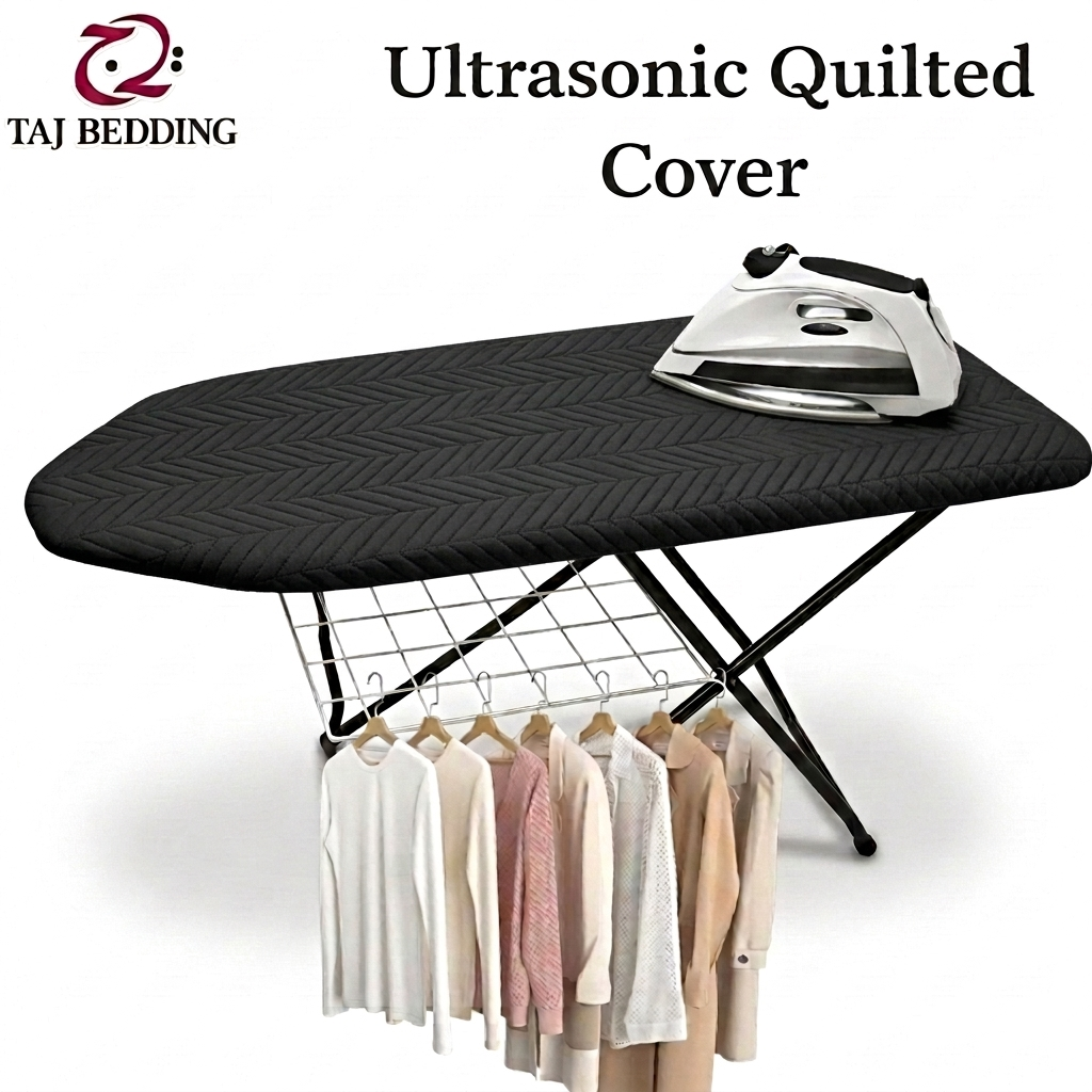 Zigzag Ultrasonic Quilted Iron Board Cover Customized - Black