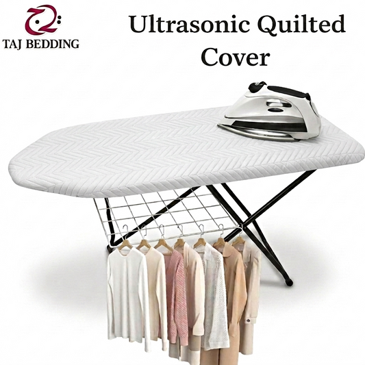 Zigzag Ultrasonic Quilted Iron Board Cover Customized - White