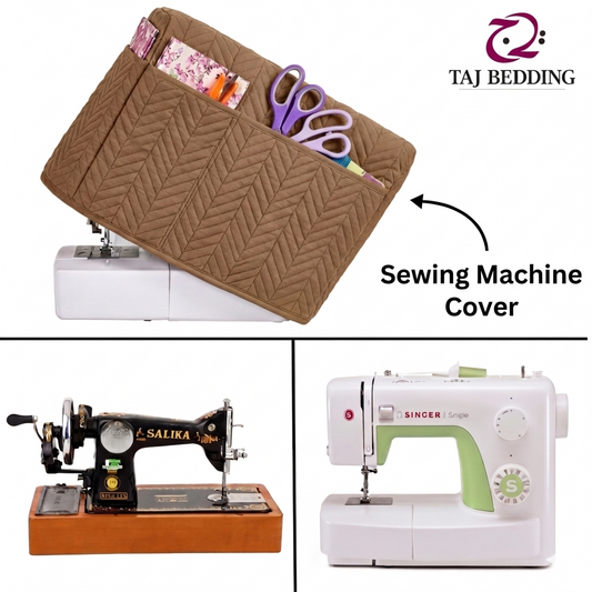 Zigzag Ultrasonic Quilted Sewing Machine Cover Dust Proof - Coffee