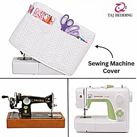 Zigzag Ultrasonic Quilted Sewing Machine Cover Dust Proof - White