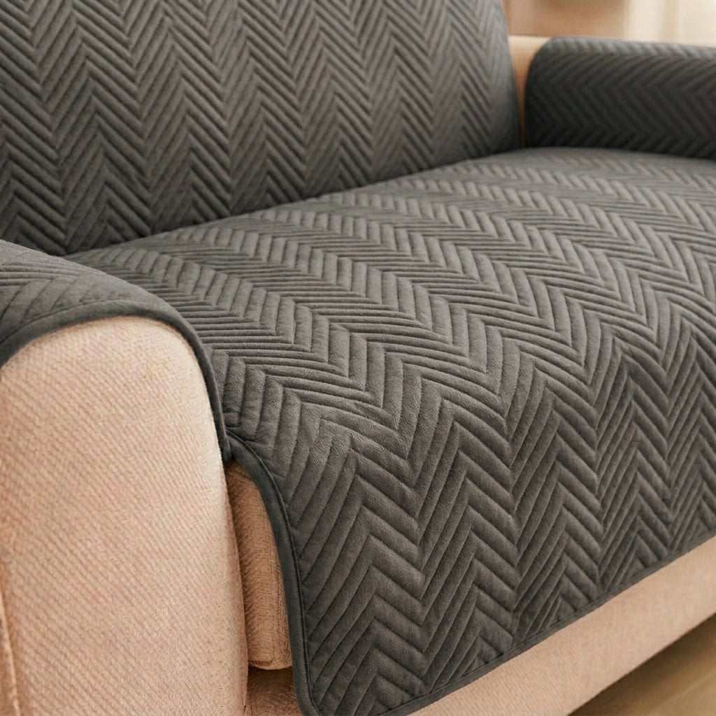 Zigzag Ultrasonic Quilted Sofa Cum Bed Covers Grey