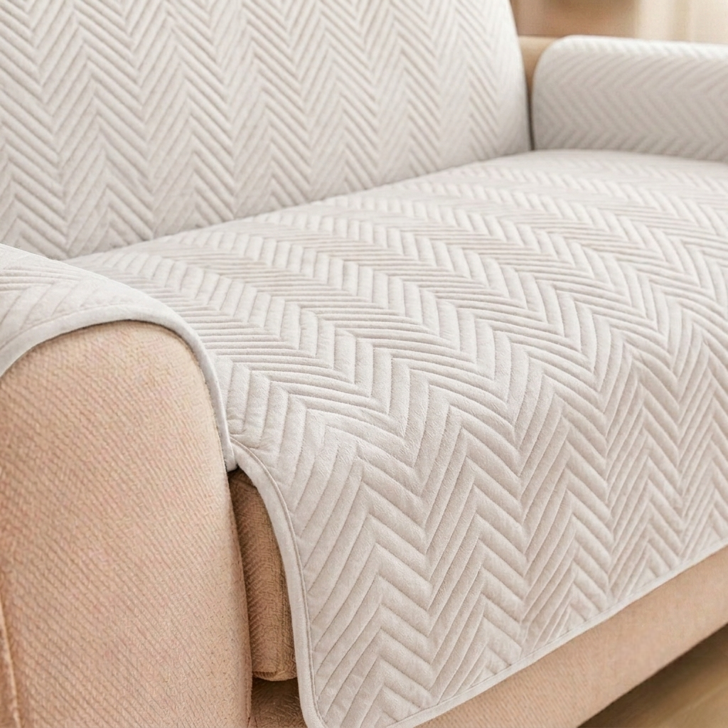 Zigzag Ultrasonic Quilted Sofa Cum Bed Covers White