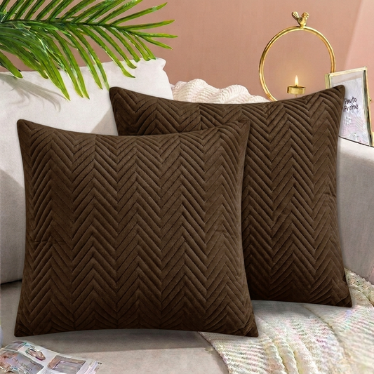 Zigzag Ultrasonic Quilted Cushion Cover Brown