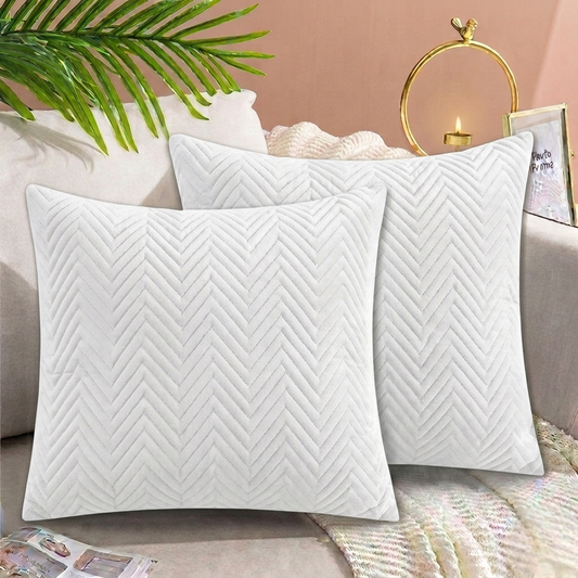 Zigzag Ultrasonic Quilted Cushion Cover White