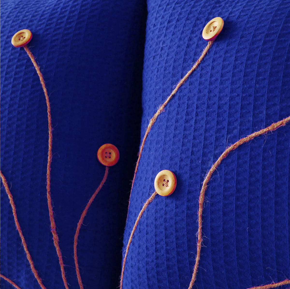 Pack of 2 Waffle Golden Veins Cushion - Royal Blue