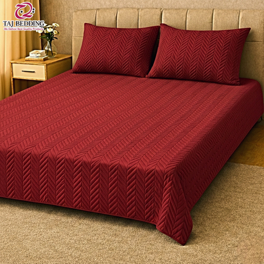 ZigZag Ultrasonic Quilted Bedspread Maroon - King Size