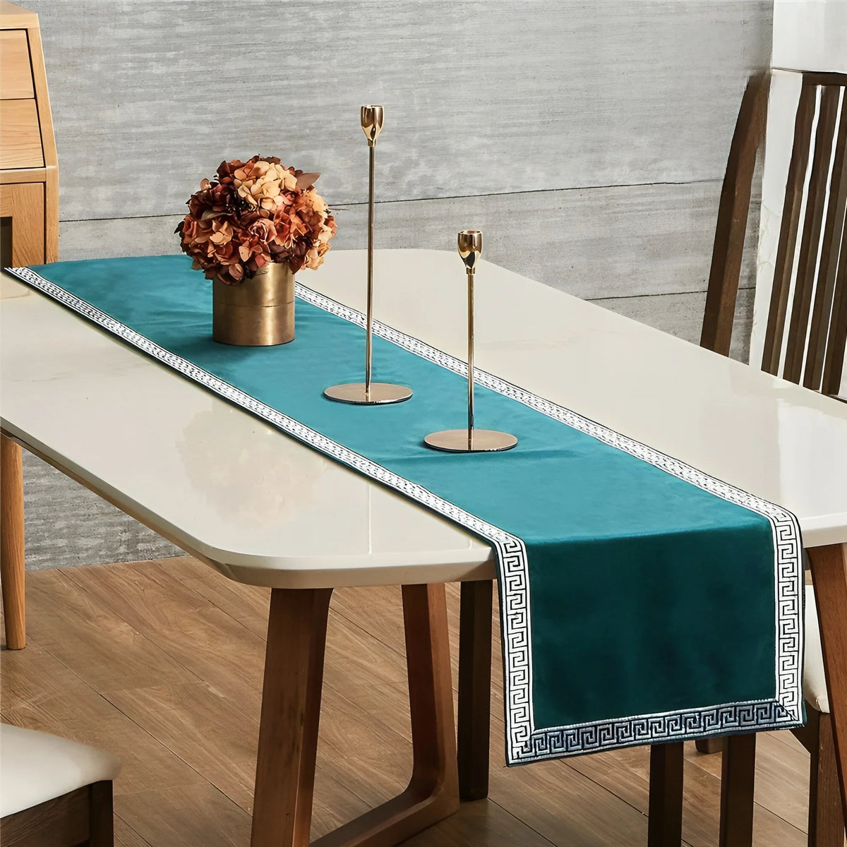 7 Pieces Velvet Table Runner Teal