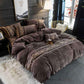 Luxury Embossed  Velvet Duvet Set - Brown