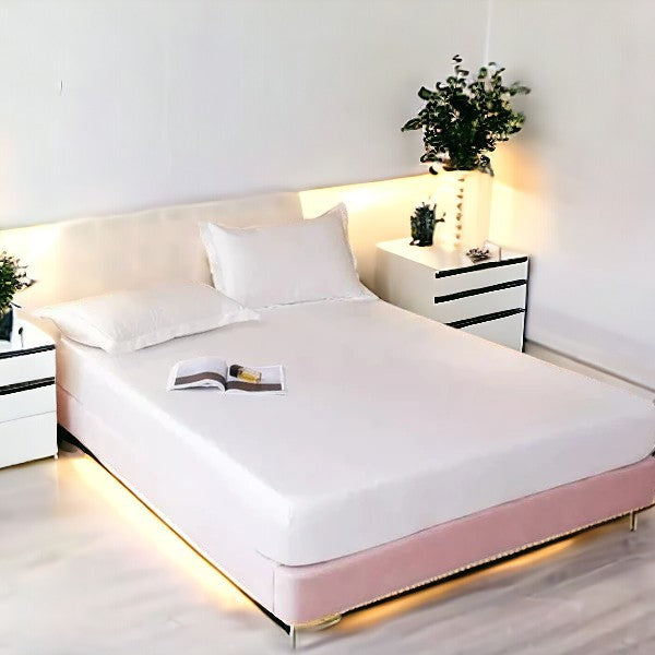 ibne Moon Bedding Silk fitted sheet - White