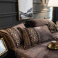 Luxury Embossed  Velvet Duvet Set - Brown