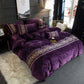 Luxury Embossed Velvet Duvet Set - Purple