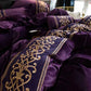 Luxury Embossed Velvet Duvet Set - Purple