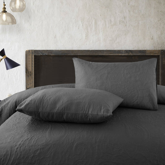 Spiral Vibes 3 Pcs Ultrasonic Bedspread - Dark Grey