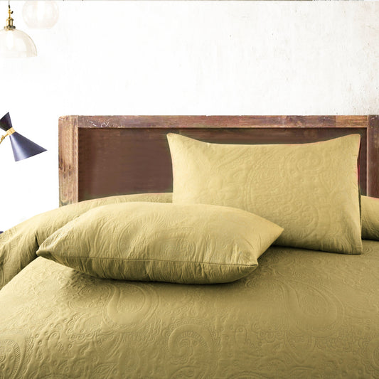 Spiral Vibes 3 Pcs Ultrasonic Bedspread - Mustard Skin