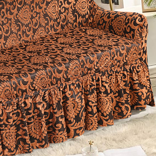 Luxury Embossed Jacquard Sofa Cover Copper