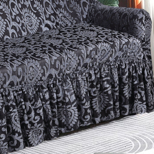 Luxury Embossed Jacquard Sofa Cover Gray