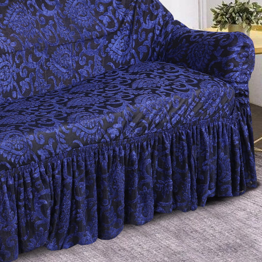 Luxury Embossed Jacquard Sofa Cover Navy