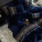 Luxury Embossed Velvet Duvet Set - Blue