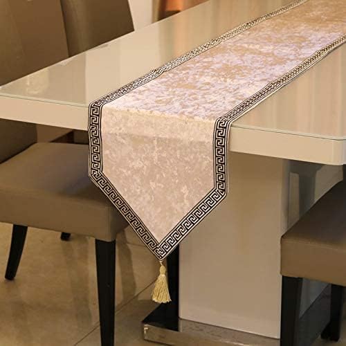 7 Pieces Velvet Table Runner Beige