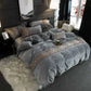 Luxury Embossed Velvet Duvet Set - Grey