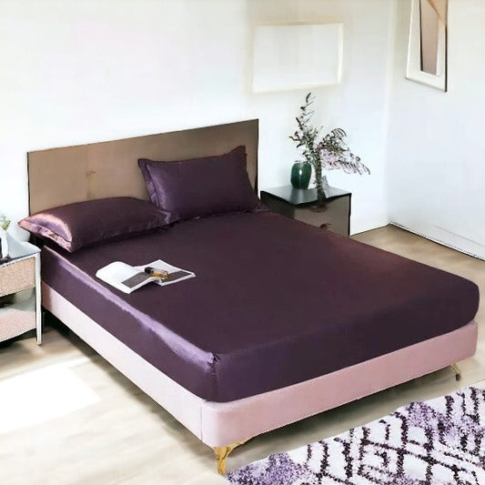 ibne Moon Bedding Silk fitted sheet - Eggplant