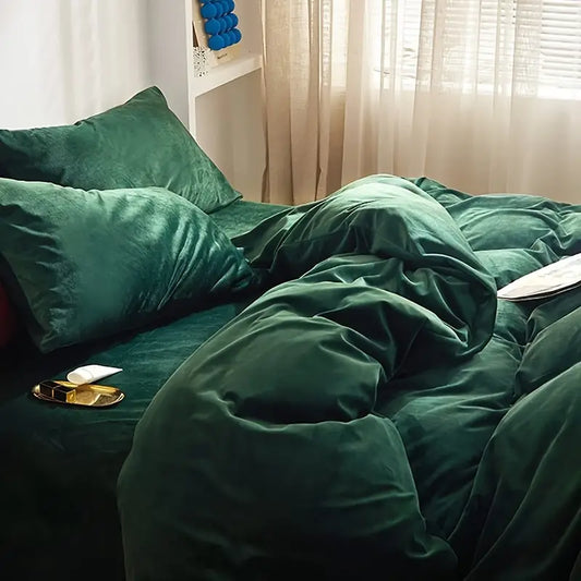 Reversible Duvet Set Velvet  - Green (284)