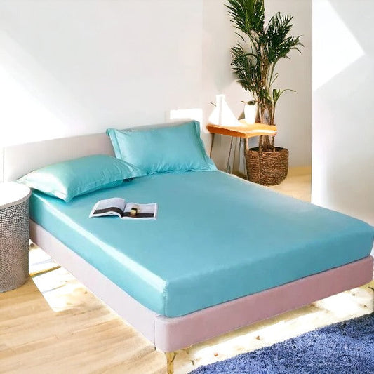 ibne Moon Bedding Silk fitted sheet - Cyan