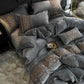 Luxury Embossed Velvet Duvet Set - Grey