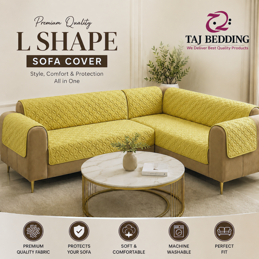 L Shape Ultrasonic Quilted Sofa Covers Golden Skin
