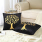 Golden Tree of Life Velvet Cushion Cover - Black