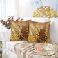 Gold Foil Palm Leaf Velvet Cushion Cover - Brown