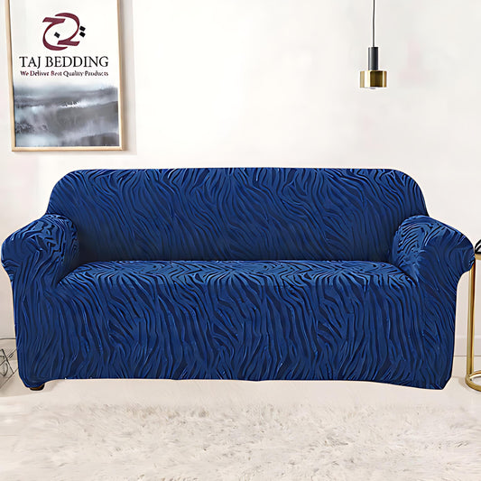 Fitted Zebra Sofa Cover Navy Blue