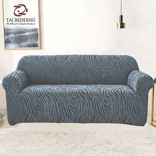 Fitted Zebra Sofa Cover Grey