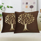 Golden Tree of Life Velvet Cushion Cover - Brown