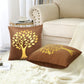 Golden Tree of Life Velvet Cushion Cover – Brown