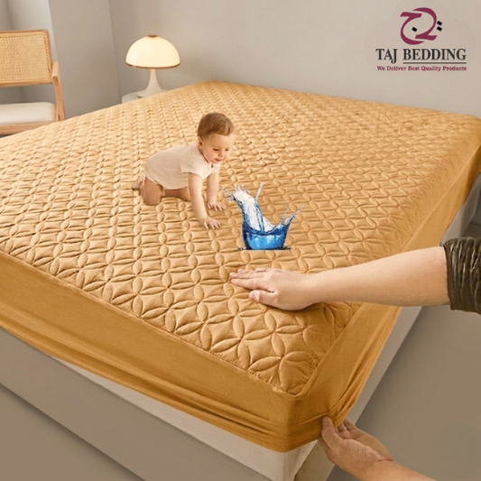 King Ultrasonic Microfiber Waterproof Mattress Protector Chikoo