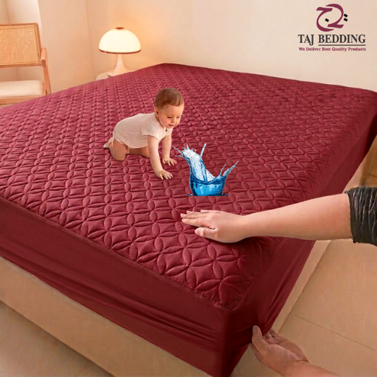 King Ultrasonic Microfiber Waterproof Mattress Protector Maroon