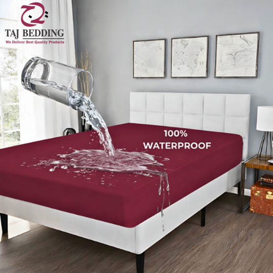 King Waterproof Mattress Cover Mahroon