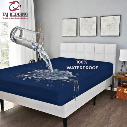 King Waterproof Mattress Cover Navy Blue