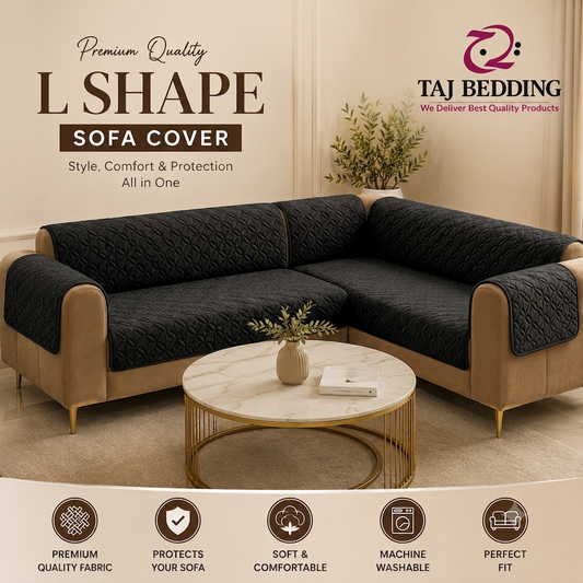 L Shape Ultrasonic Quilted Sofa Covers Black