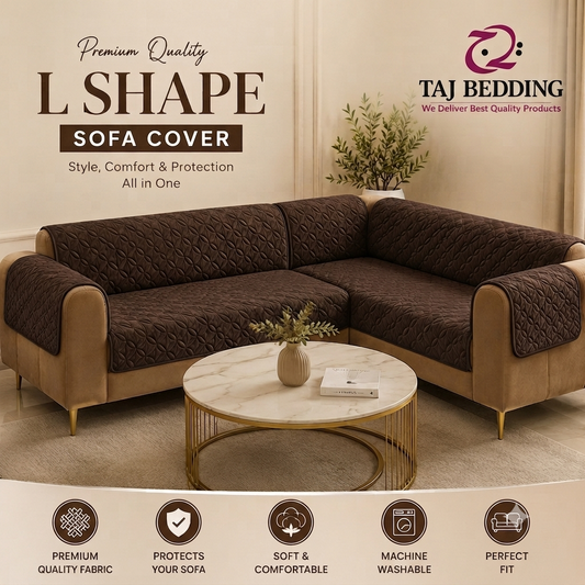 L Shape Ultrasonic Quilted Sofa Covers Chocolate Brown