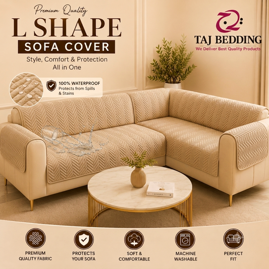 L Shape Waterproof Zigzag Ultrasonic Quilted Sofa Cover Skin
