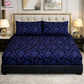 Luxury Embossed Jacquard Fitted Bedsheet Set Navy Blue - King Size