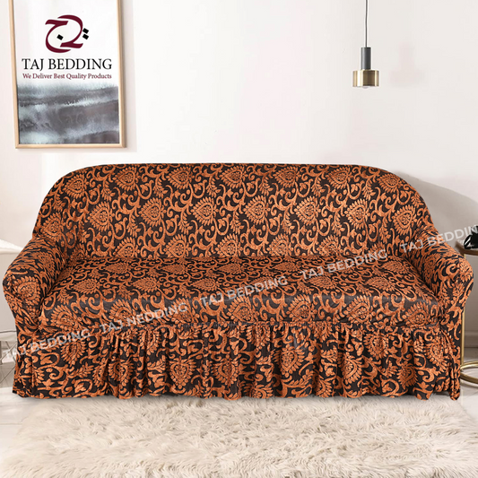 Luxury Embossed Jacquard Sofa Cover Copper