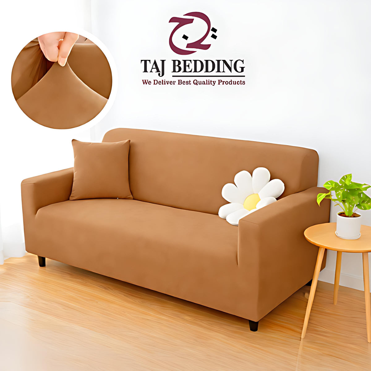 Lycra Jersey Sofa Cover Chikoo