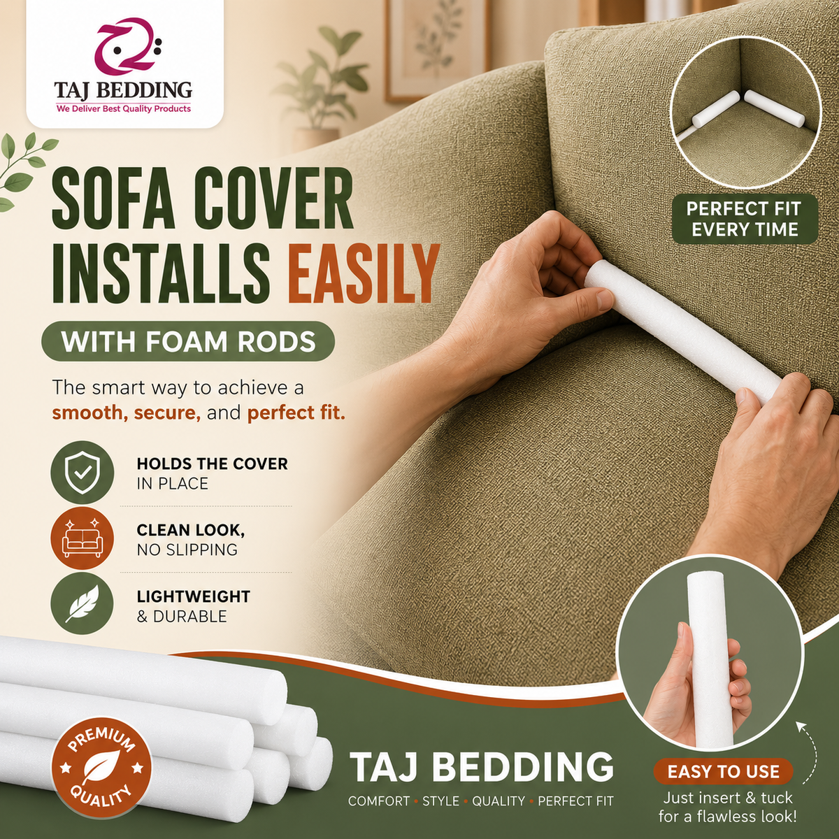 Premium Foam Sticks for Sofa Covers - Perfect Fit Guaranteed