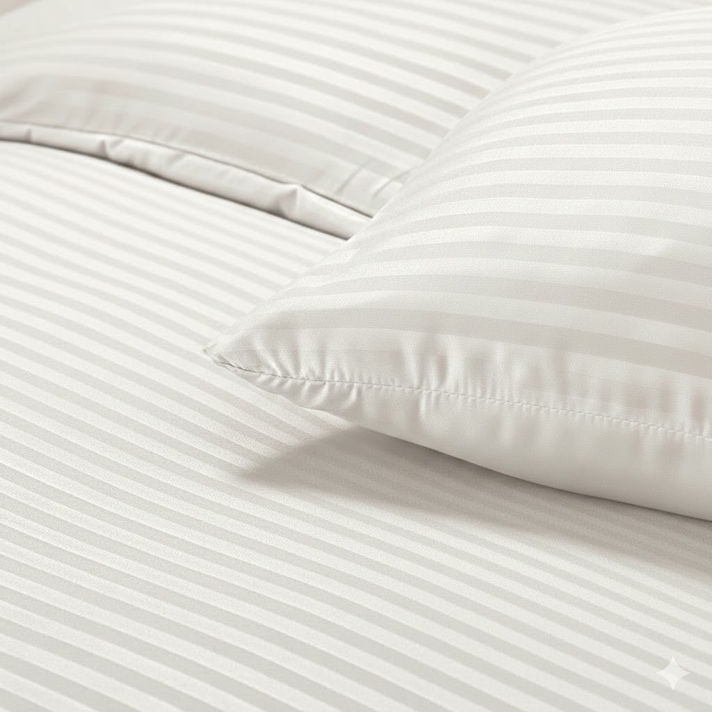 Premium Striped Flat Bedsheet Set Off White - King Size