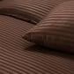 Premium Striped Fitted Bedsheet Set Chocolate Brown - King Size
