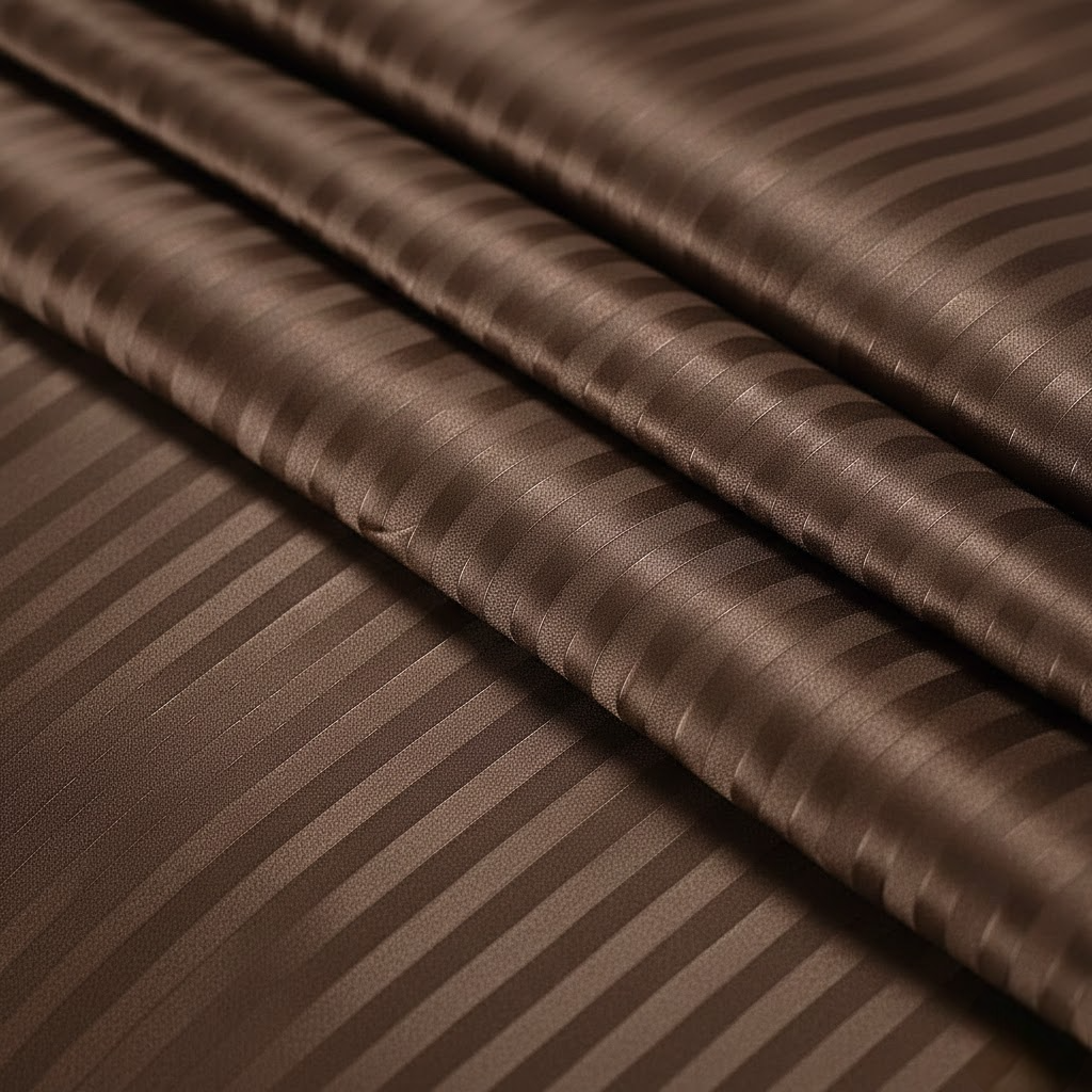 Premium Striped Fitted Bedsheet Set Chocolate Brown - King Size